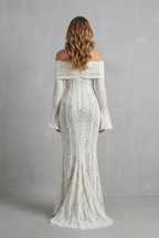 Elarina – Romantische Spitzen-Silhouette – schulterfreies Maxikleid
