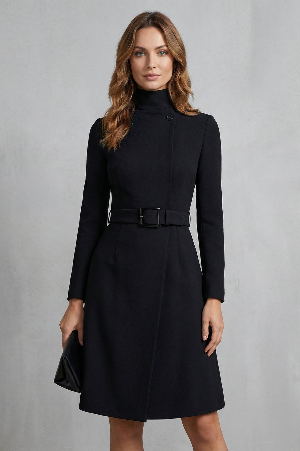 Nivara – Asymmetrischer Gürtel an der Taille – Midi-Kleid in A-Linie