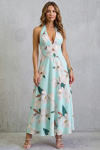 Florévia – Rückenfreie florale Eleganz – Maxikleid