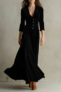 Celeste – Vintage Samt-Maxikleid – Eleganter Rock mit Knöpfen und Reversdetails