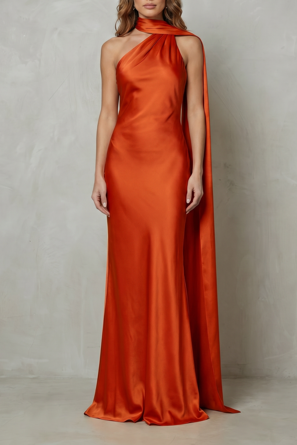Orlianne – Drapierter Wasserfallausschnitt – Meerjungfrauenkleid aus Satin