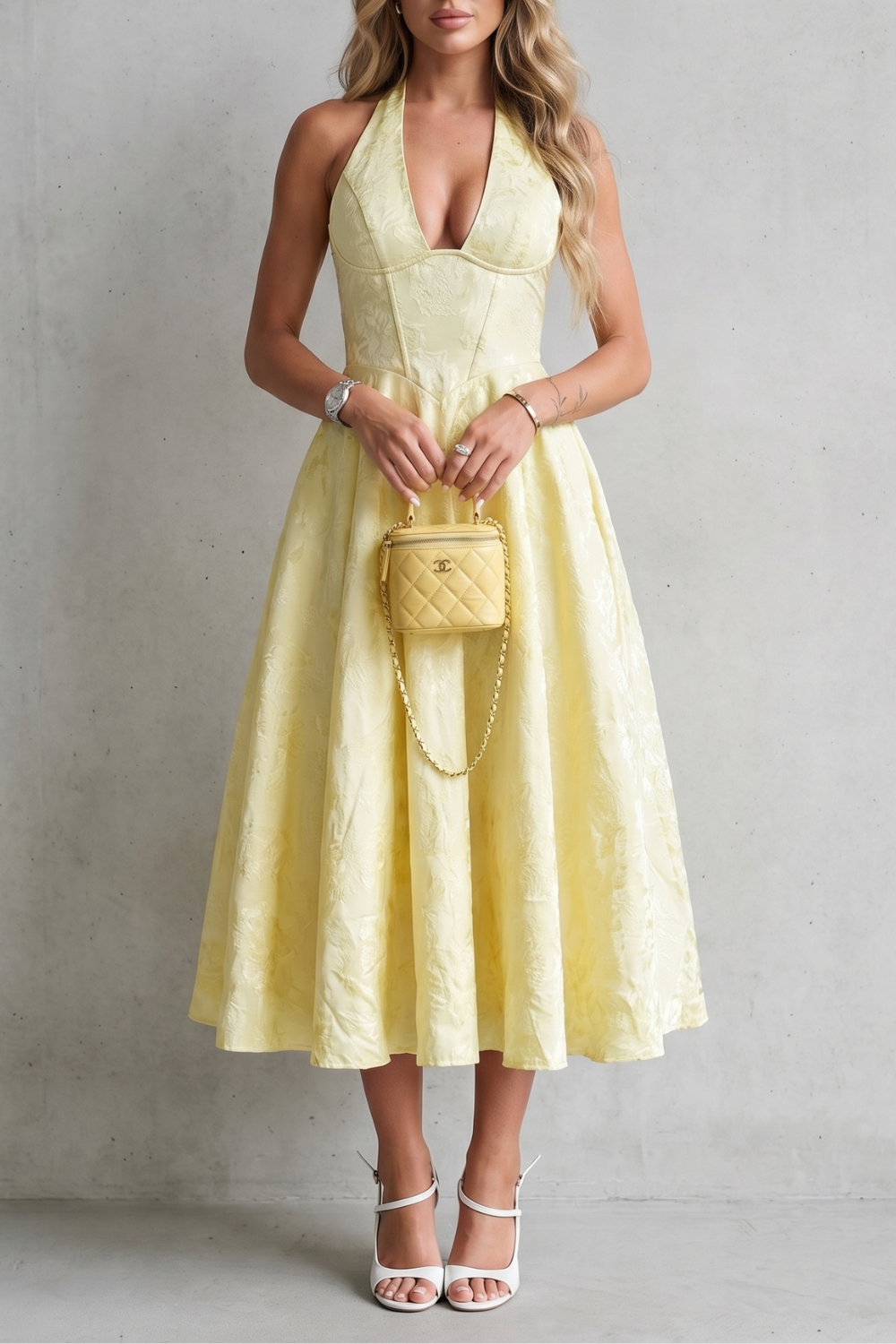 Rosalune – Trägerkleid mit floraler Eleganz – Midikleid