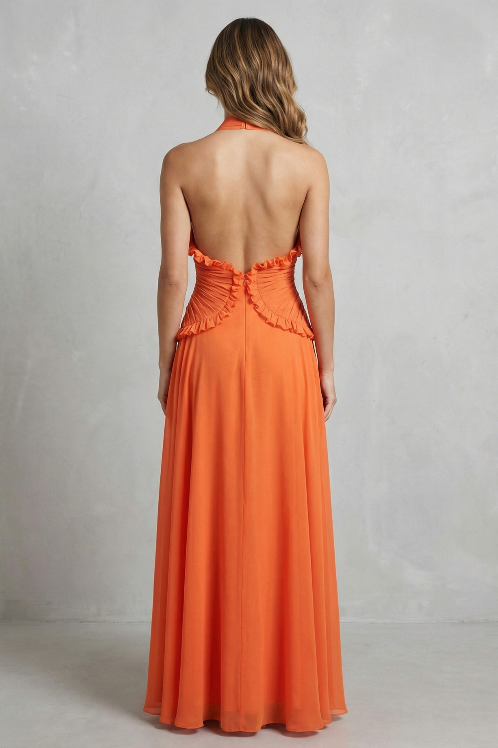 Marlowe – Sunset Romance – Maxikleid für Damen mit Neckholder und Rüschen im A-Linien-Schnitt