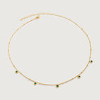 Gold Vermeil Mini Gemstone Chain Necklace - Green Onyx