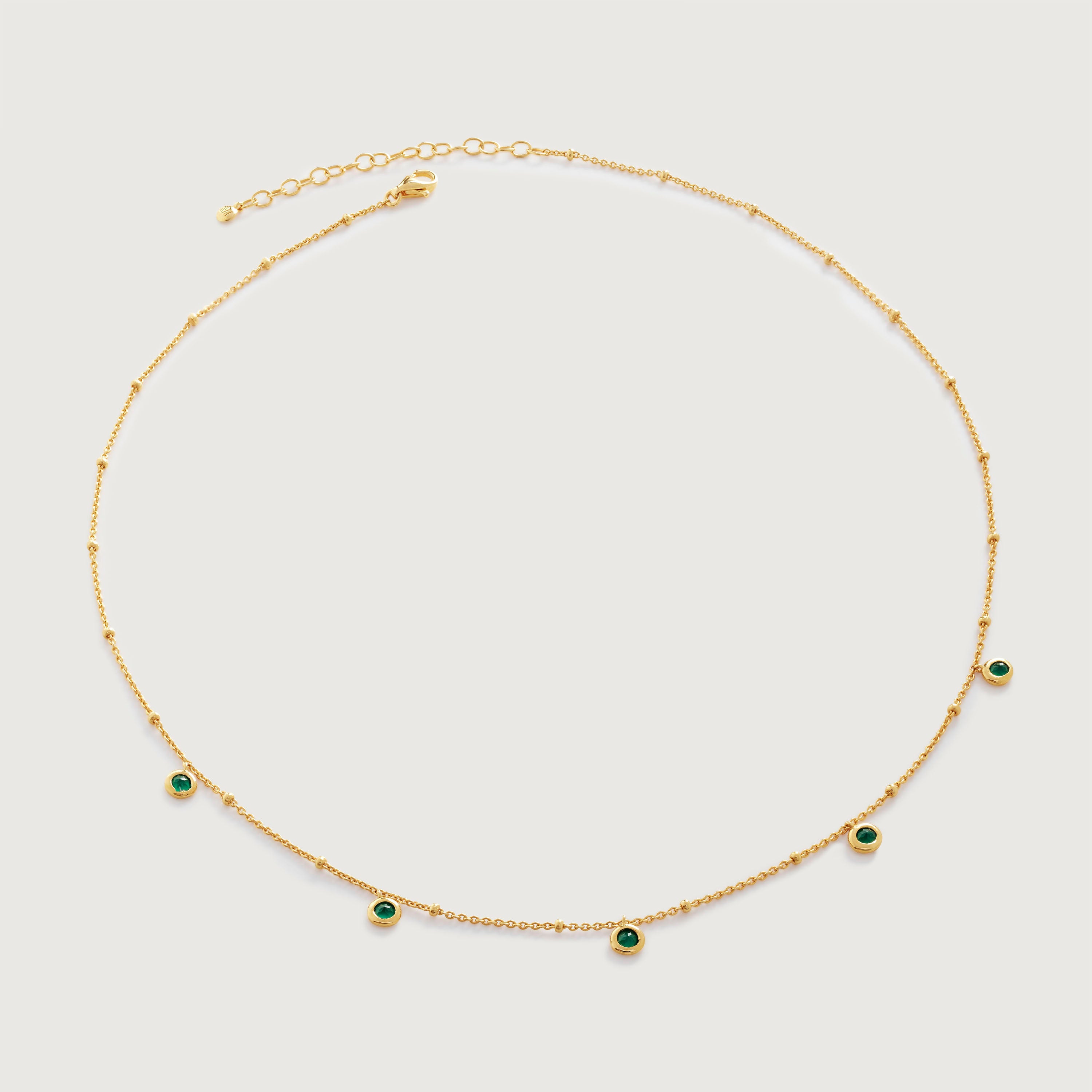 Gold Vermeil Mini Gemstone Chain Necklace - Green Onyx