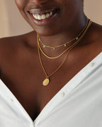 Gold Vermeil Mini Gemstone Chain Necklace - Green Onyx