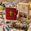 ✝🙏Katholischer Heiligenkartenhalter aus Kunstleder – Taschen-Gebetskartenorganizer mit Druckknopfverschluss