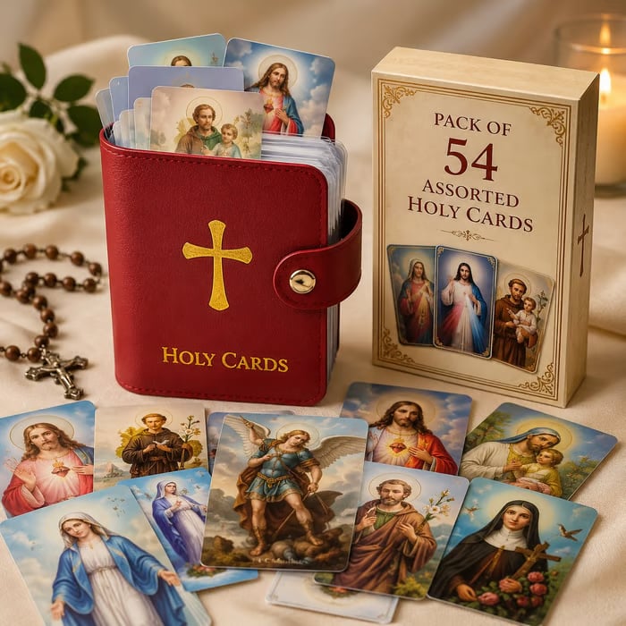 ✝🙏Katholischer Heiligenkartenhalter aus Kunstleder – Taschen-Gebetskartenorganizer mit Druckknopfverschluss