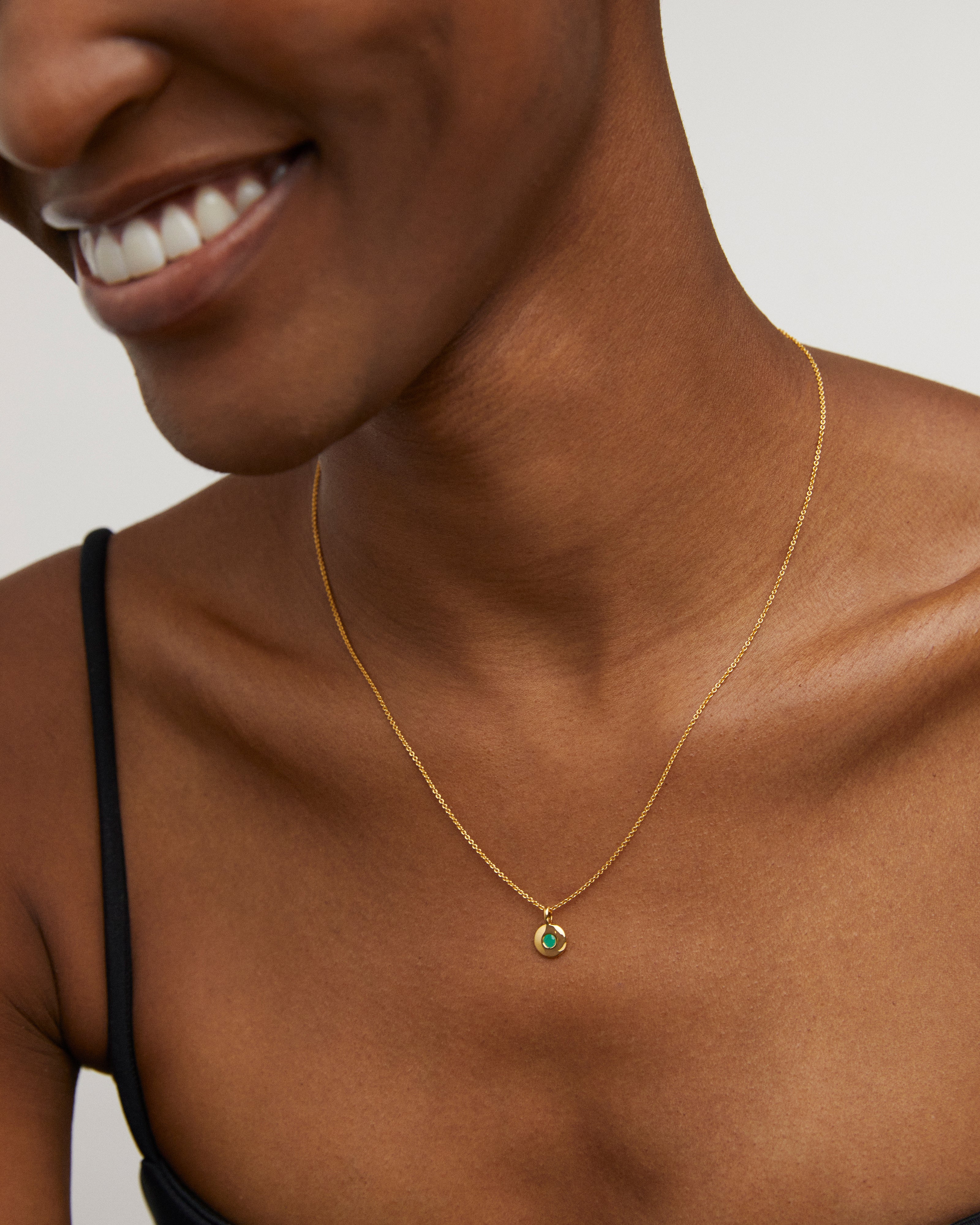 Gold Vermeil May Birthstone Chain Necklace - Emerald