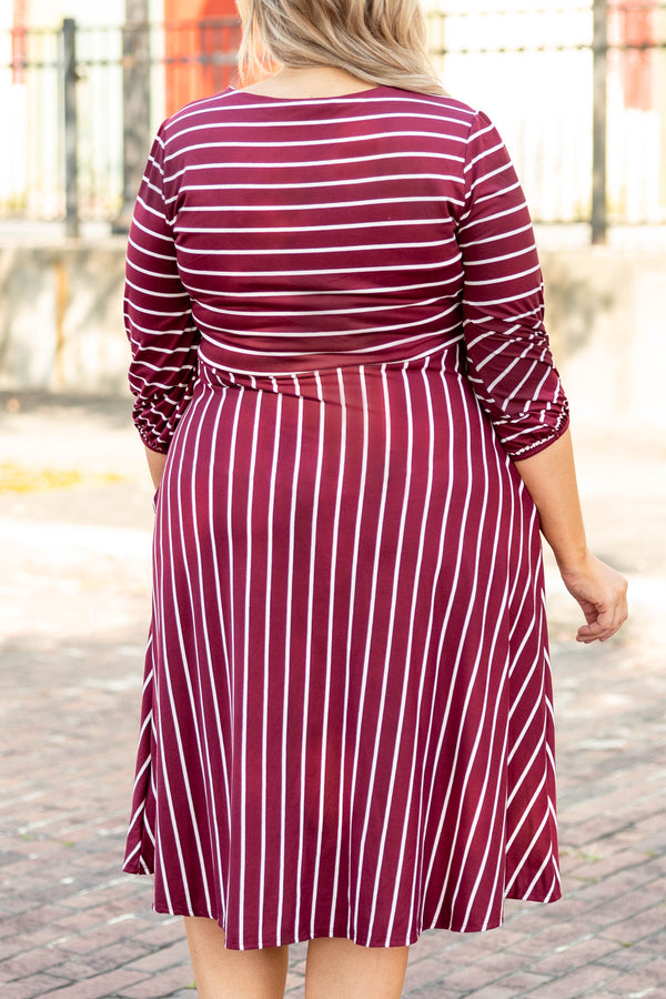 Holding Hands On The Boardwalk Dress, Wine