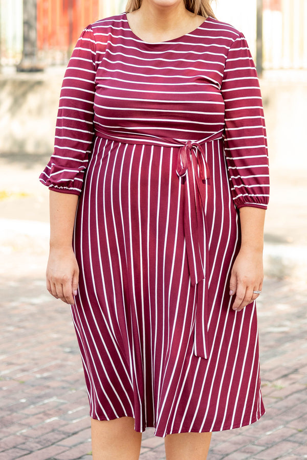 Holding Hands On The Boardwalk Dress, Wine