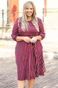 Holding Hands On The Boardwalk Dress, Wine