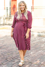Holding Hands On The Boardwalk Dress, Wine