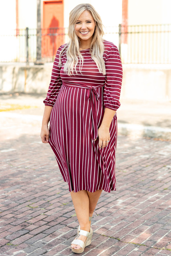 Holding Hands On The Boardwalk Dress, Wine