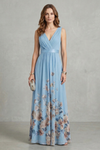 Elarisse – Florale Anmut – Maxikleid mit V-Ausschnitt