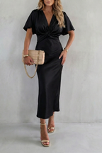 Satinéa – Eleganz mit Knotendetail an der Taille – Midikleid
