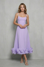 Elowenne – Romantisches Kleid mit Rüschensaum – Ärmelloses Midikleid