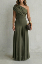 Bellamare – Elegantes, drapiertes Dekolleté – Maxikleid mit One-Shoulder-Träger