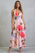Florévia – Rückenfreie florale Eleganz – Maxikleid