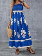 ✨2026 Fashion New 50% OFF💝Womens Casual Sleeveless Square Neck Floral Aline Smocked Dresses with Pockets