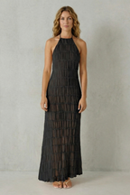 Greta – Moderne Textur – Rückenloses Maxi-Kleid aus strukturierter Webware für Damen