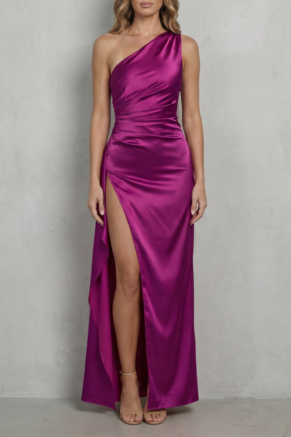 Scarlette – Liquid satin drape – One-shoulder evening gown