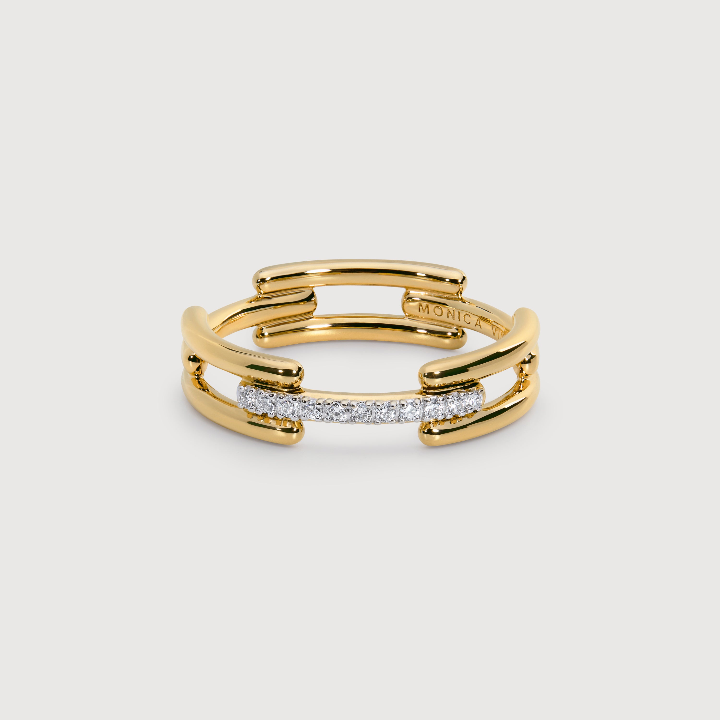Gold Vermeil Signature Link Diamantring – im Labor gezüchteter Diamant