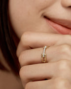 Gold Vermeil Signature Link Diamantring – im Labor gezüchteter Diamant