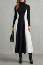 Mariveille – Geformter Kontrastfluss – Rollkragenkleid