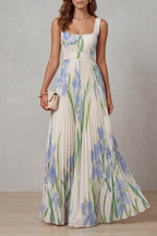 Vivienna – Watercolour floral – Pleated maxi dress