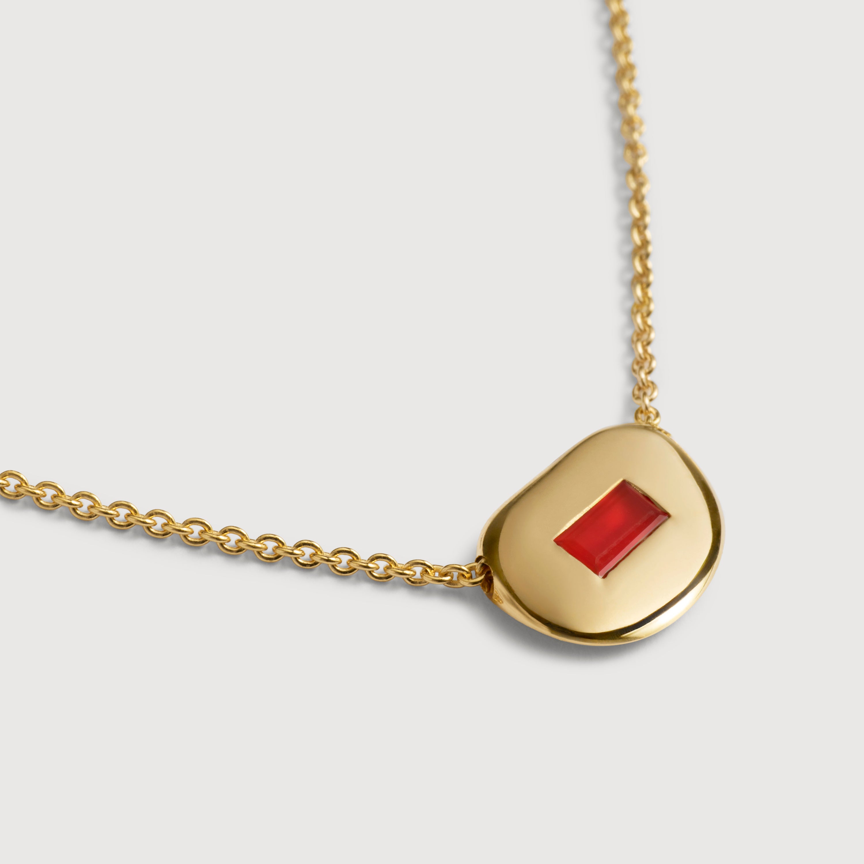 Gold Vermeil Gemdrop Soft Oval Chain Necklace - Red Onyx
