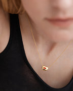 Gold Vermeil Gemdrop Soft Oval Chain Necklace - Red Onyx