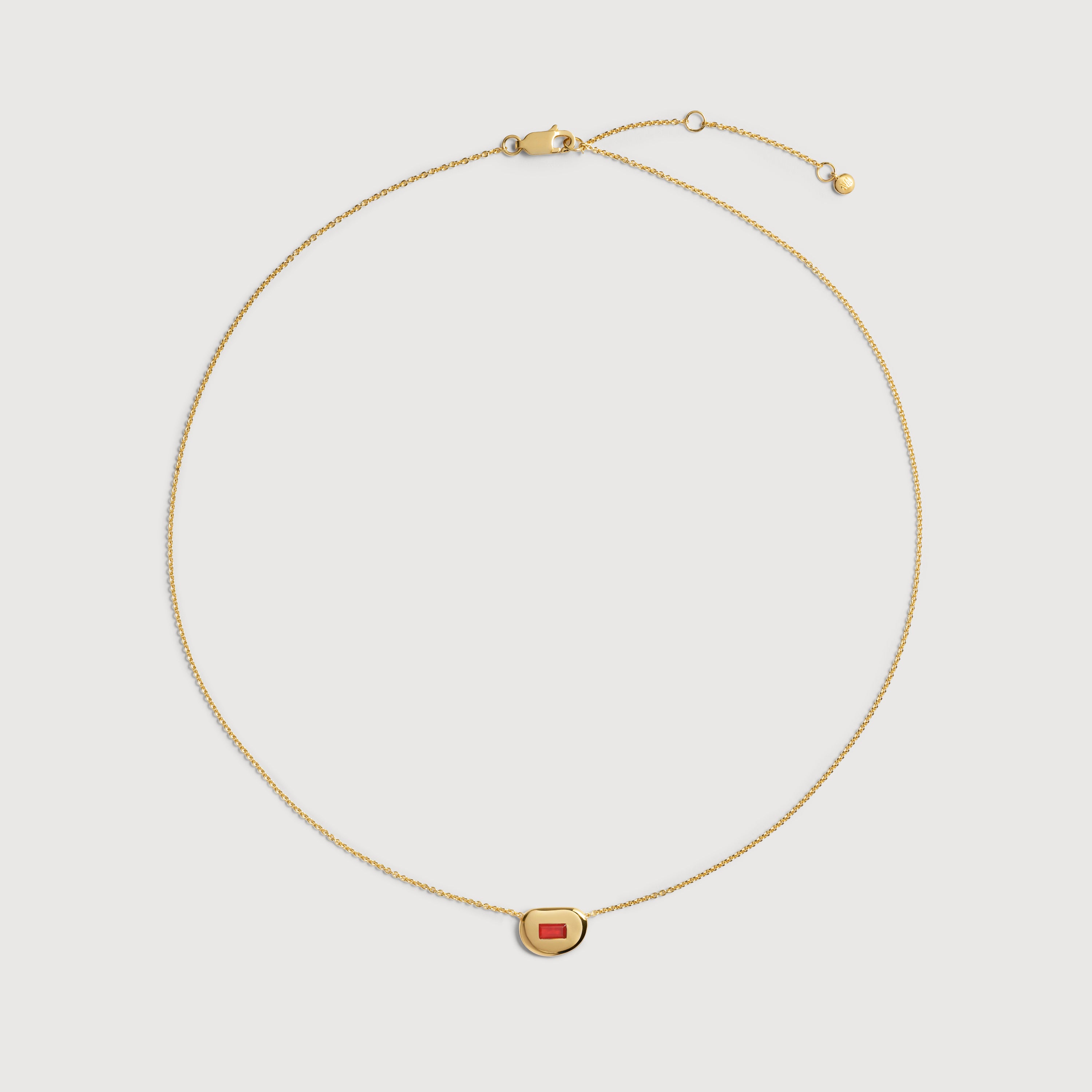 Gold Vermeil Gemdrop Soft Oval Chain Necklace - Red Onyx