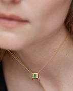 Gold Vermeil Gemdrop Chain Necklace - Green Onyx