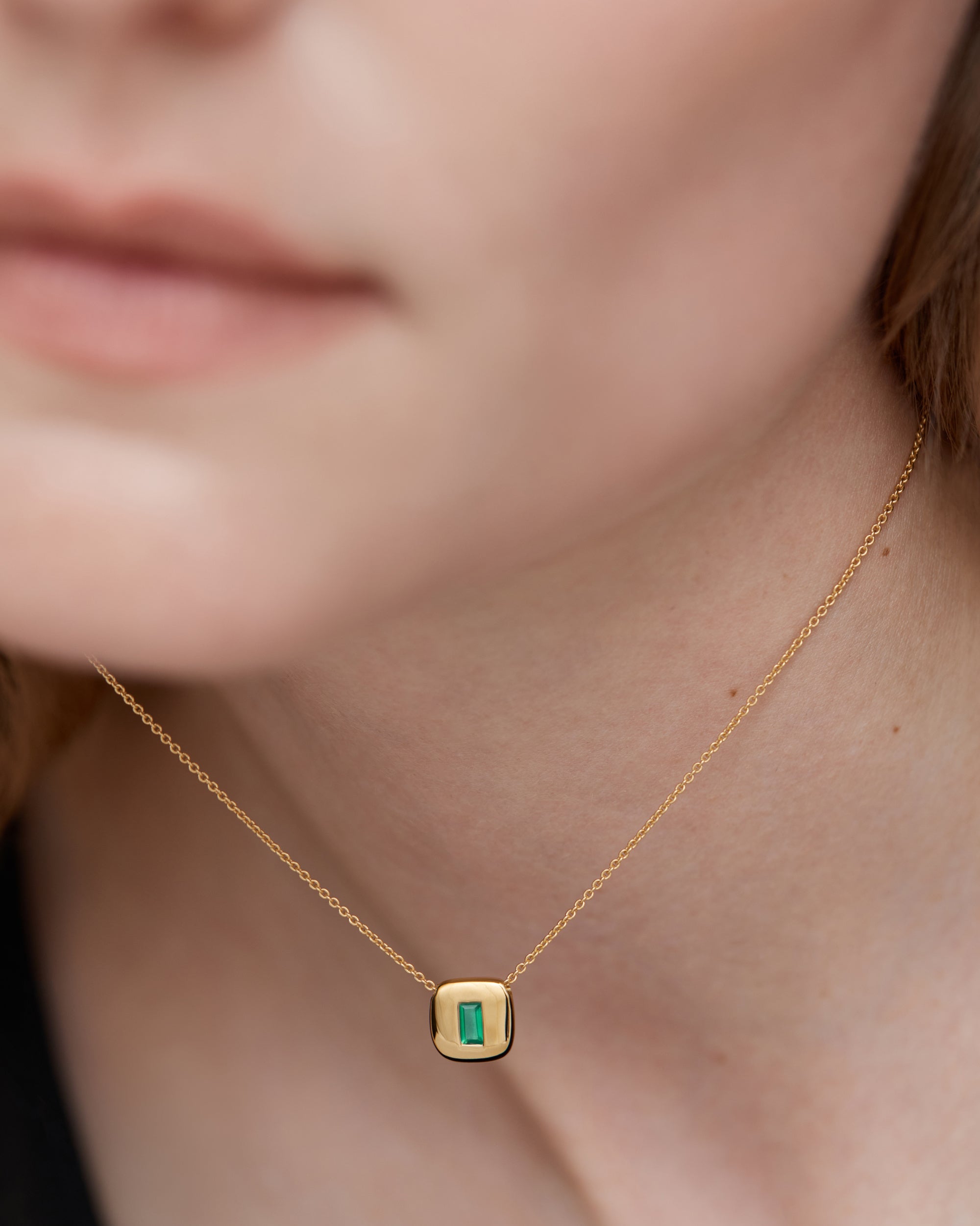 Gold Vermeil Gemdrop Chain Necklace - Green Onyx