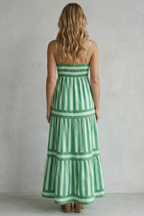 Candessa – Verspielte Streifenstufen – Maxikleid mit Spaghettiträgern