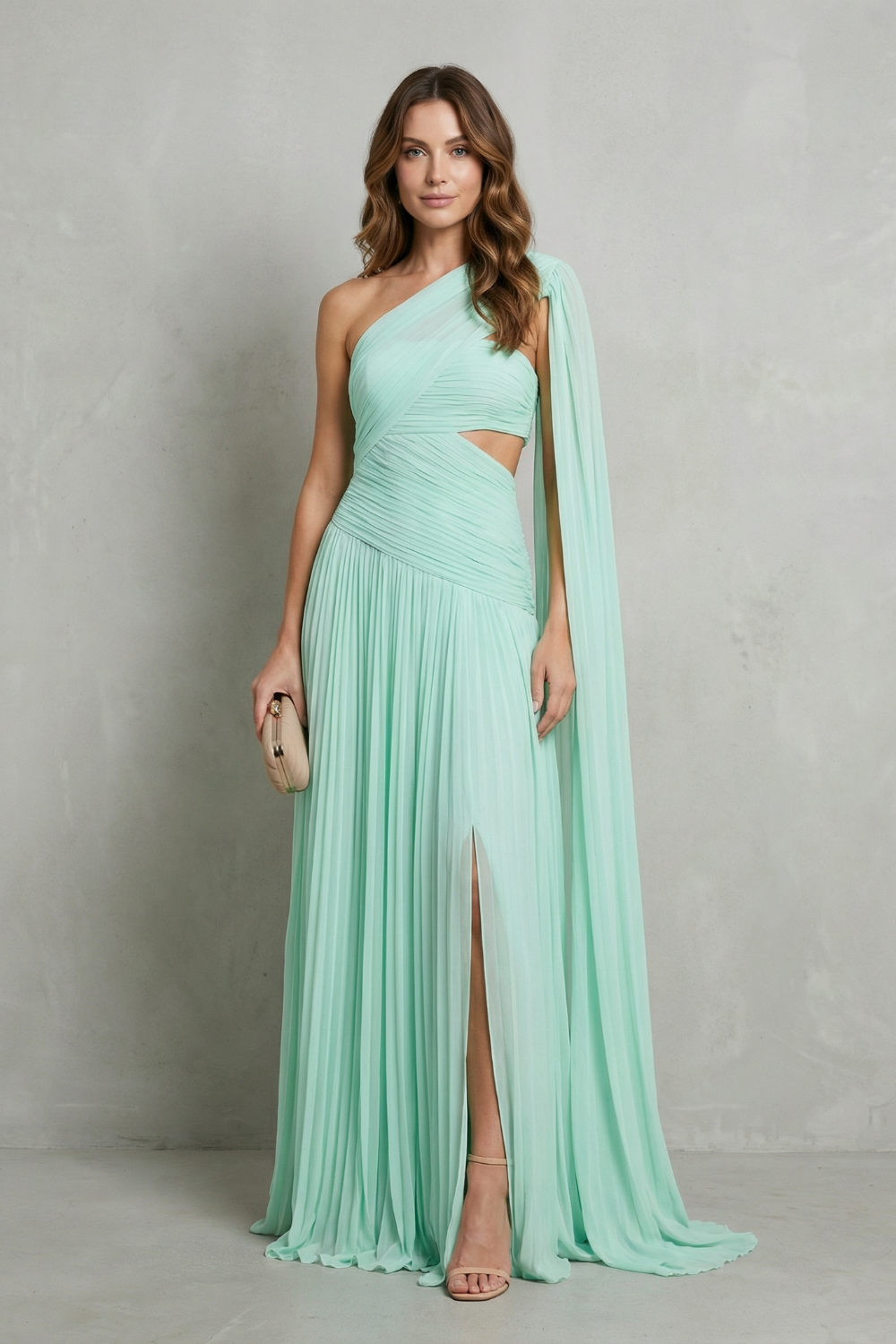 Sylvarine – Ätherischer Chiffon-Drapé – Maxikleid