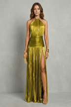 Luminara – Metallisch drapierte Eleganz – Maxikleid