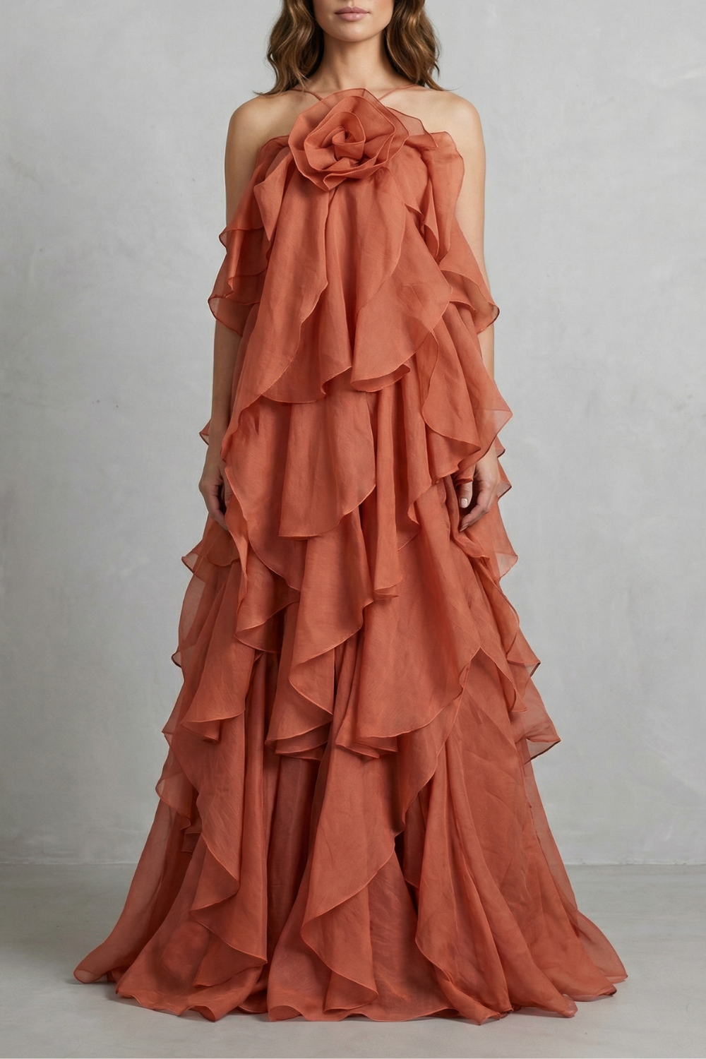 Bellarose – Mehrlagiges Rüschen-Statement – Maxikleid