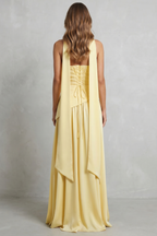 Celestara – Sculpted draped slit – Strapless maxi dress