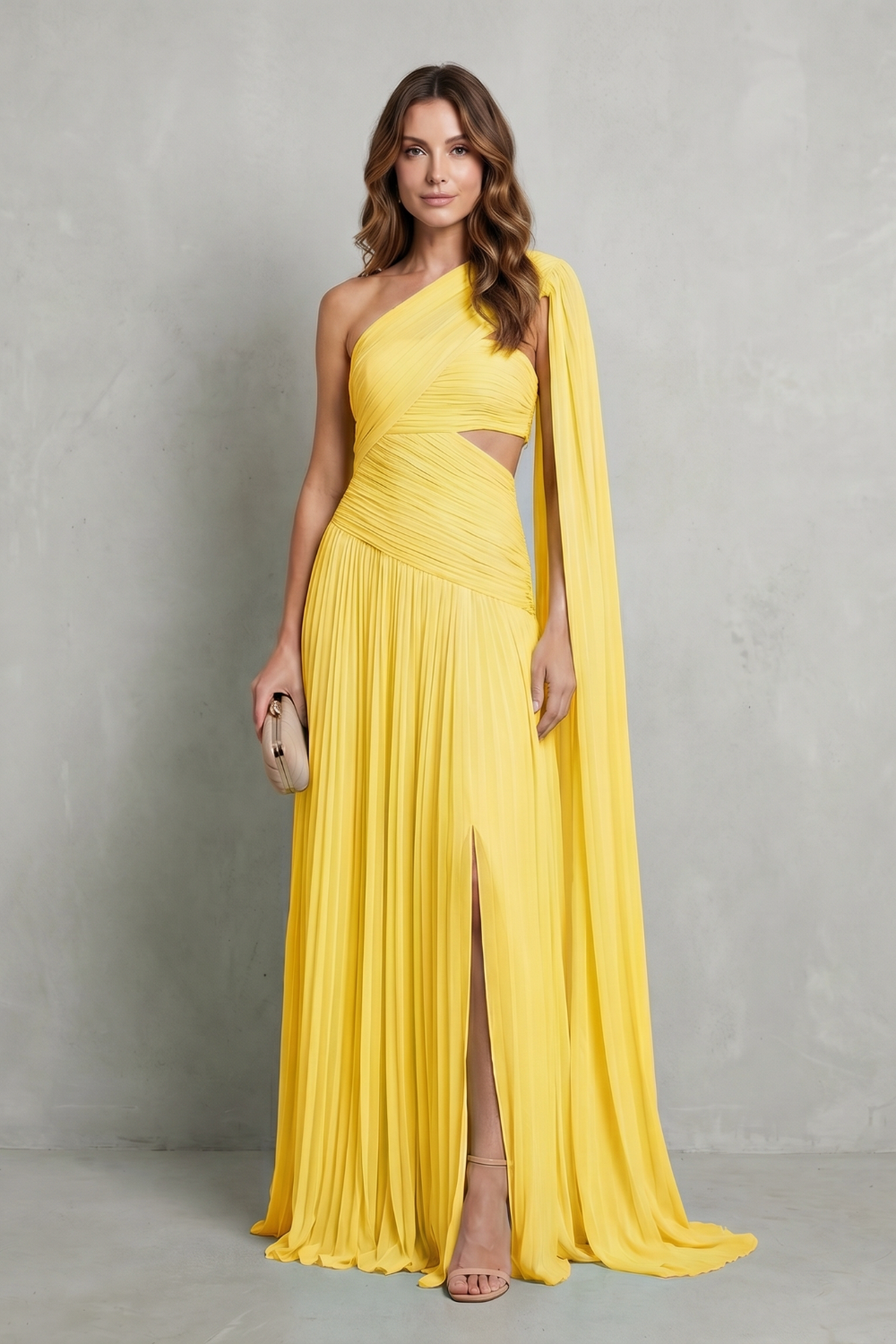 Sylvarine – Ätherischer Chiffon-Drapé – Maxikleid