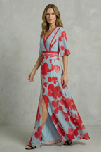 Averette – Statement bloom contrast – V-neck maxi dress