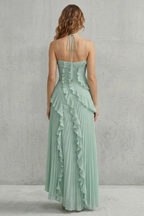 Lavirea – Sculpted pleats – One-shoulder midi dress