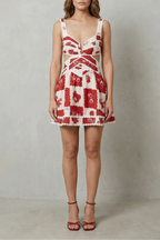 Nashira – Vintage scarlet motif – Cutout mini dress