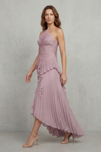 Lavirea – Sculpted pleats – One-shoulder midi dress