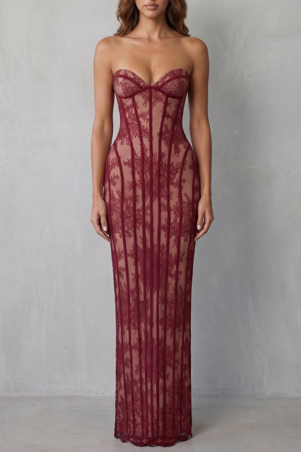 Sirelle – Modellierte Spitzen-Verführung – Maxikleid