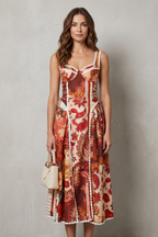Floréva – Paisleymuster-Blumencharme – Midikleid