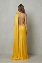 Orlianne – Drapierter Wasserfallausschnitt – Meerjungfrauenkleid aus Satin