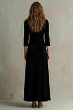 Celeste – Vintage Samt-Maxikleid – Eleganter Rock mit Knöpfen und Reversdetails