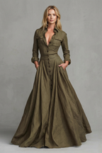 Verona – Langärmeliges Maxikleid mit Kragen